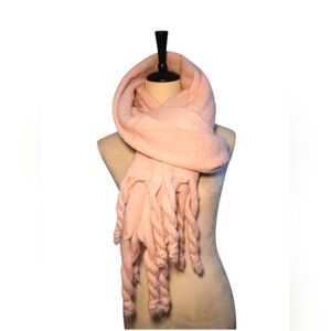 NWT Long Pink Scarf W Twisted Fringe